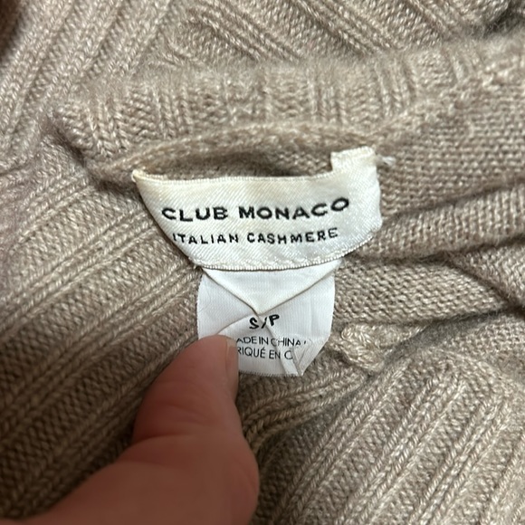 100% Cashmere CLUB MONACO (Italian Cashmere) high/low cardigan Taupe Size: S/P - Picture 13 of 14